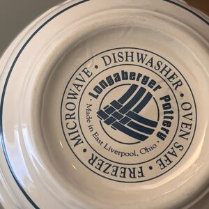 Longaberger Ceramic Bowl in Navy and Cream